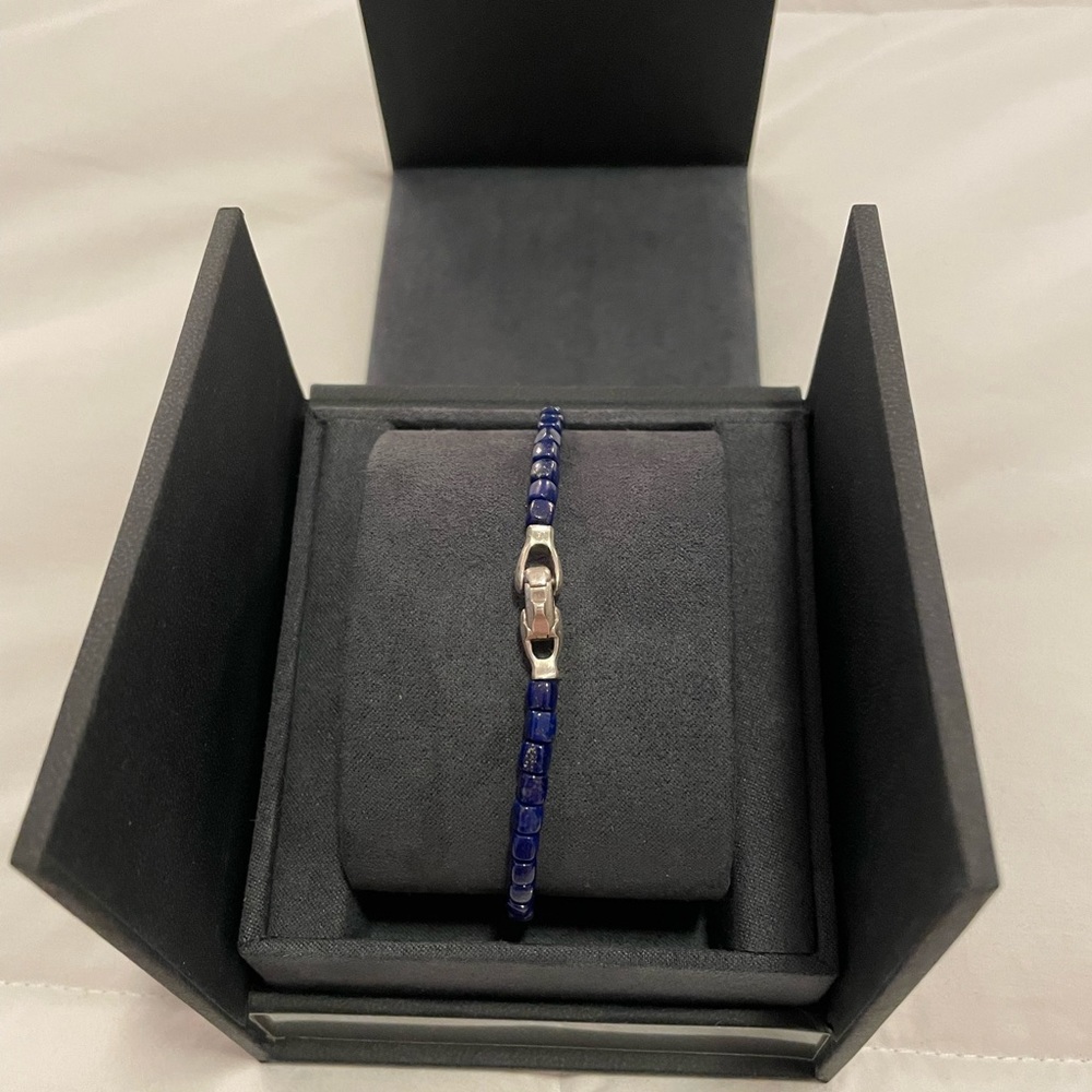 Blue Lapis & Sterling Mens Bracelet